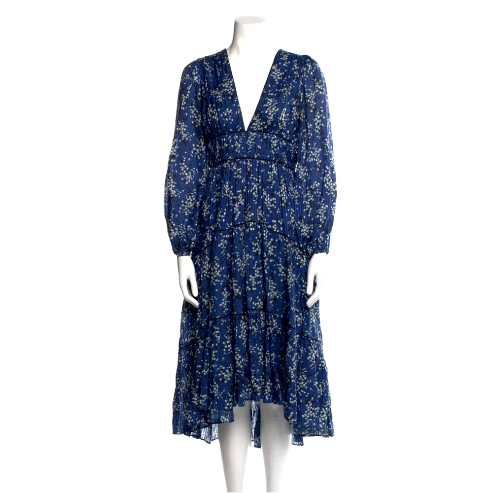 Ulla Johnson 2 Joan $479 Silk Cotton Puff Sleeve Midi Dress Cottagecore Coquette - Picture 8 of 12